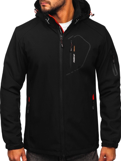 Herr Lättviktsjacka i softshell Svart-Orange Bolf WX088A