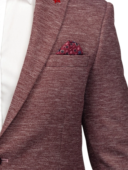 Herr Casual Kavaj Vinröd Bolf 012