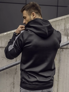 Herr Huvtröja med tryck och känguruficka Svart Bolf 8B996