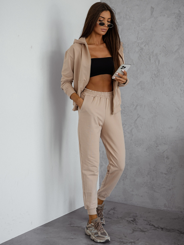 Dam 2-delad Träningsoverall med huva Beige Bolf 821110