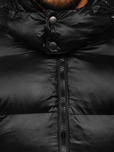 Herr Lång Quiltad Vinterjacka Svart Bolf 9971