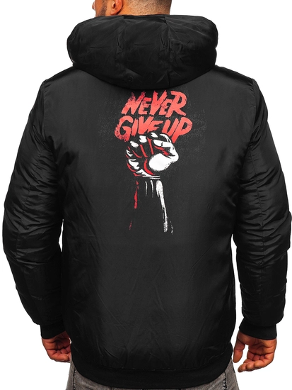 Herr Quiltad Reversibel Vinterjacka Svart Bolf 5M761