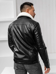 Herr Vinterflygarjacka i skinn Svart Bolf 8830