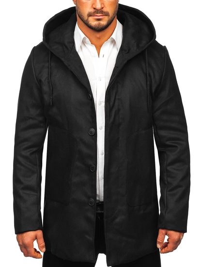 Herr Vinterrock med huva Svart Bolf 79B3-197