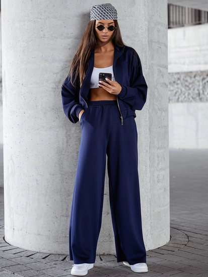 Dam 2-delad Träningsoverall med dragkedja och smör Marinblå Bolf 821109