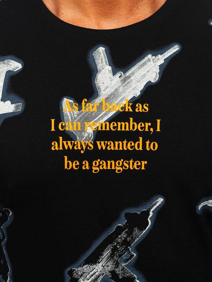 Herr Bomulls T-shirt med tryck Svart Bolf MPO3471