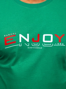 Herr Bomulls T-shirt med tryck Grön Bolf 14739