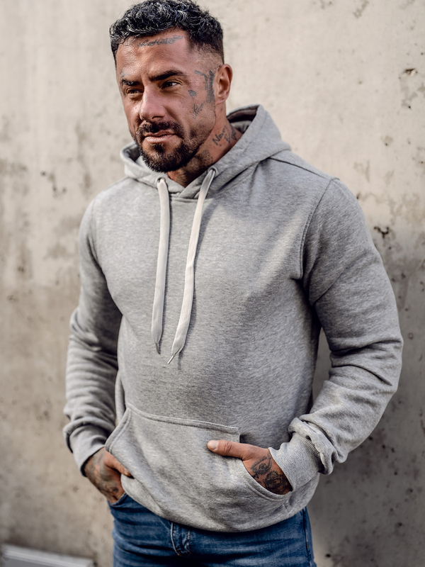 Herr Huvtröja och känguruficka Grå Bolf MB001A