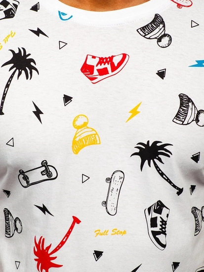 Herr Bomulls T-shirt med tryck Vit Bolf 1150