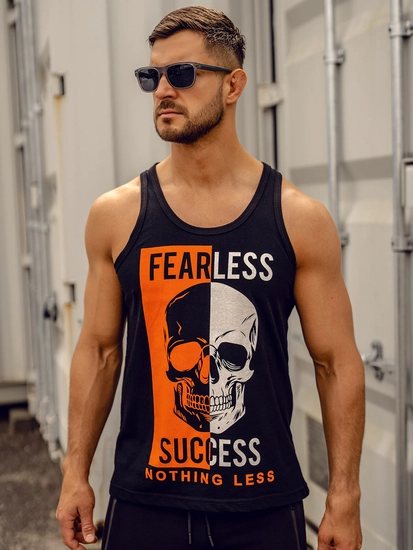 Herr Linne med tryck Svart Bolf 14841A