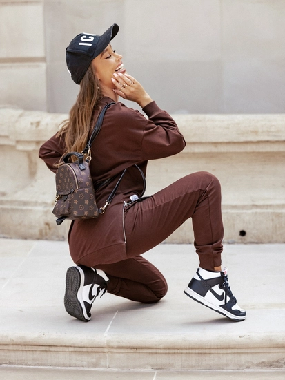 Dam 2-delad Träningsoverall Choklad Bolf VE05