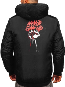 Herr Quiltad Reversibel Vinterjacka Svart Bolf 5M761