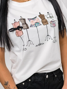 Dam T-shirt med tryck Vit Bolf 97T2111