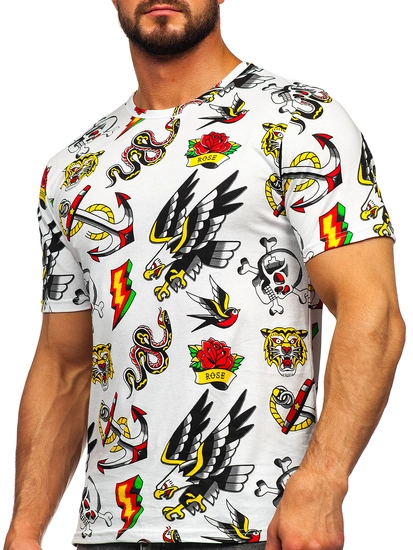 Herr Bomulls T-shirt med tryck Vit Bolf 14962