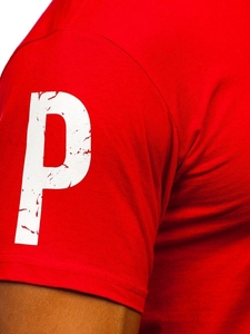 Herr Bomulls T-shirt med tryck Röd Bolf 1180