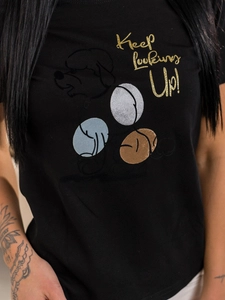 Dam T-shirt med tryck Svart Bolf 95T2519