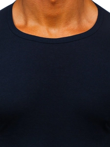 Herr Enfärgat T-shirt Marinblå Bolf NB003