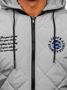 Herr Lättvikt Quiltad Baseball Bomberjacka Grå Bolf 84M3006