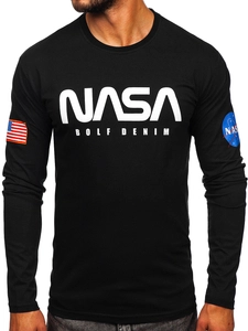 Herr Långärmad Top med tryck Svart Bolf 146748