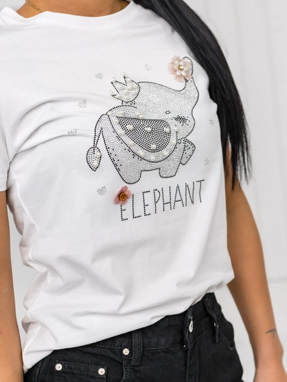 Dam T-shirt med tryck Vit Bolf 96T625