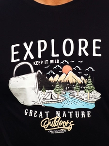 Herr Bomulls T-shirt med tryck Svart Bolf MPO3485