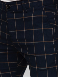 Herr Eleganta rutiga byxor Marinblå Bolf 184177