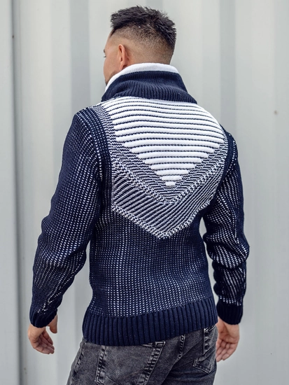 Herr Tjock Tröja med stå upp krage Marinblå Bolf 2027