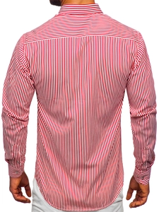 Herr Randiga Långärmad Skjorta Röd Bolf 22731