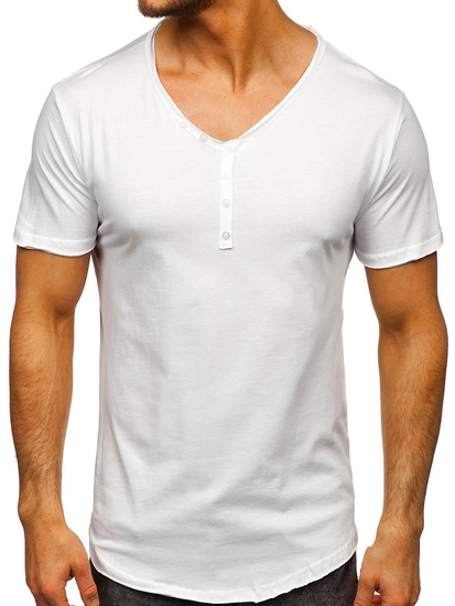 Herr Basic V-ringad T-shirt Vit Bolf 4049