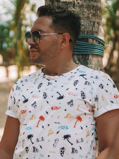 Herr T-shirt med tryck Vit Bolf 14924