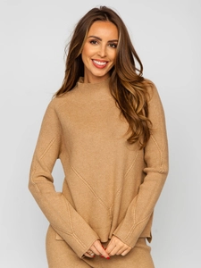 Dam 2-Delad Stickad Träningsoverall Kamel Bolf J51928AB