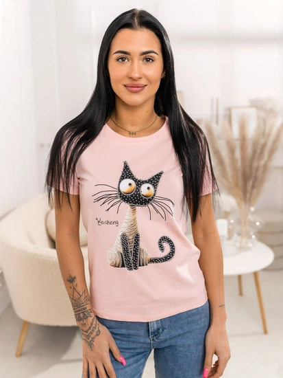 Dam T-shirt med tryck Rosa Bolf 95T2515