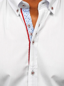 Herr Elegant Långärmad Skjorta Vit Bolf 8839