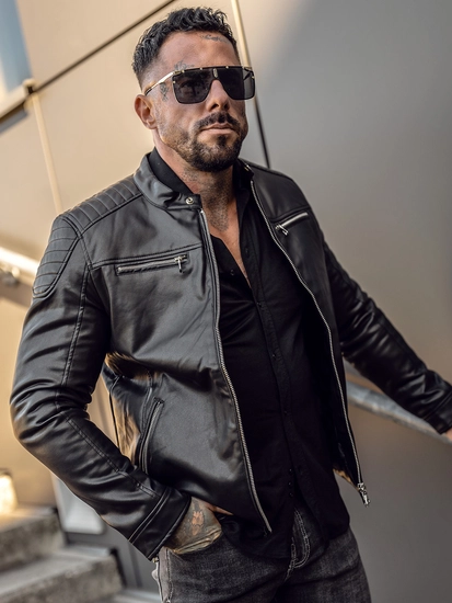 Herr Skinnjacka Bikermodell Svart Bolf 11Z8001