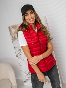 Dam Quiltad Väst med huva Röd Bolf 16M9139