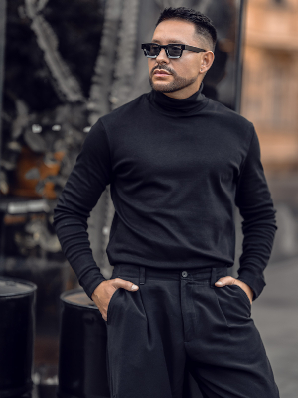 Herr Basic bomullströja med pikéhals Svart Bolf 535