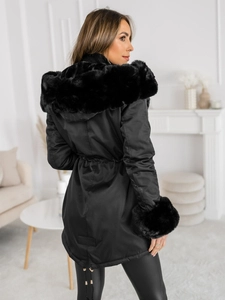 Dam Vinterparkas med huva Svart Bolf B553