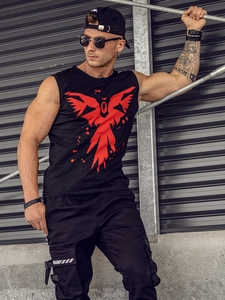 Herr Linne med tryck Svart Bolf 14804A