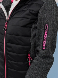 Dam Quiltad Lättviktsjacka med huva Svart Bolf KSW4001