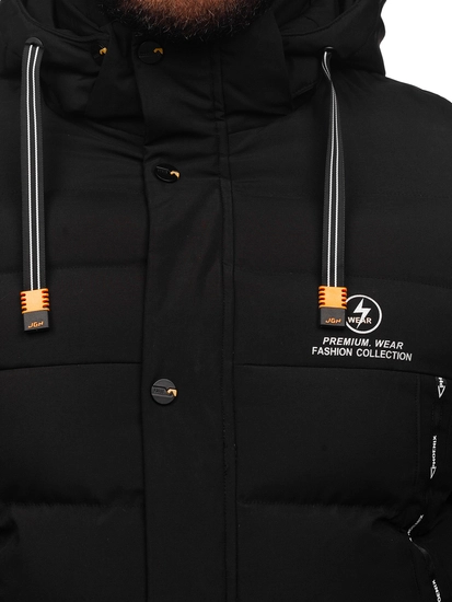 Herr Lång Quiltad Vinterjacka Svart Bolf 22M53