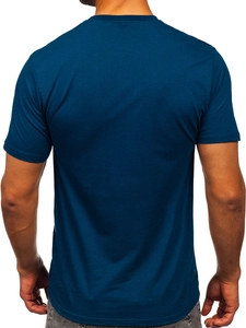 Herr Bomulls T-shirt med tryck Mörkblå Bolf 5052