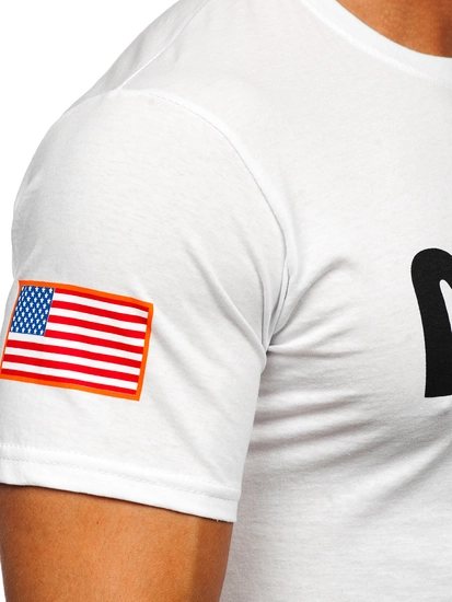 Herr BomullsT-shirt med tryck Vit Bolf 14401