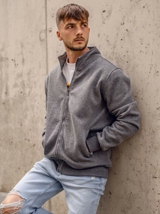 Herr Sweatshirt med ståkrage och dragkedja Antracitgrå Bolf B2002A