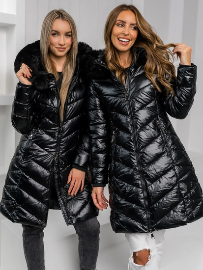 Dam Quiltad Vinterjacka med huva Svart Bolf 5M3139A