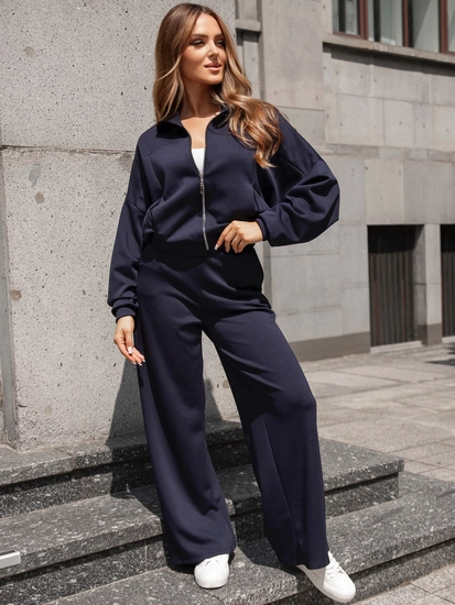 Dam 2-delad Träningsoverall med dragkedja och smör Marinblå Bolf 821109