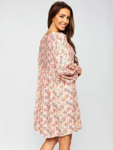 Dam Blommig Klänning Beige Bolf 3019