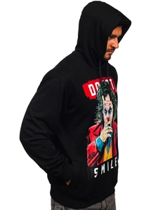 Herr Huvtröja med tryck Svart Bolf 6384