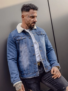 Herr Varm Jeansjacka Marinblå Bolf 1153