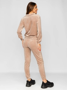 Dam 2-Delad Velour Träningsoverall Beige Bolf 637