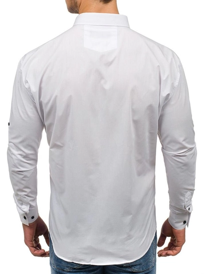 Herr Elegant Långärmad Skjorta Vit Bolf 0780